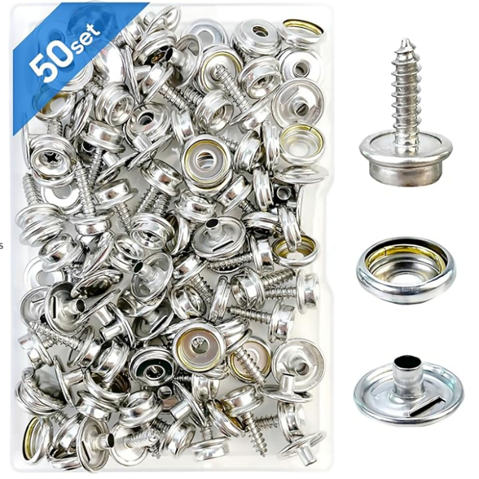 50 Set Stainless Steel Boat Ma - đánh giá và giá Snap Fastener Set